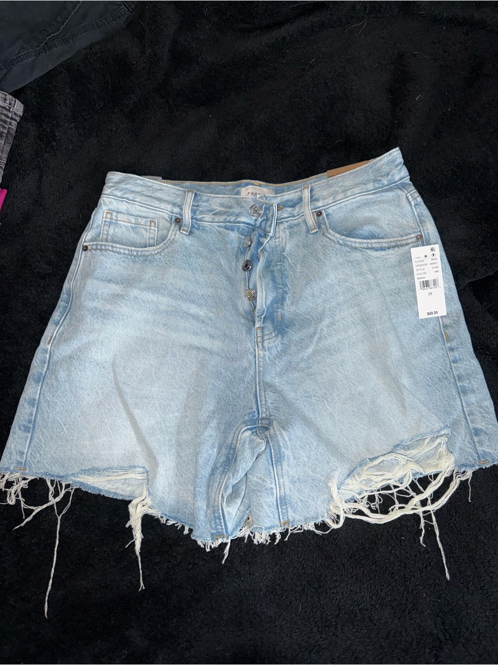 PacSun Light Blue Distressed High-Rise Denim Shorts